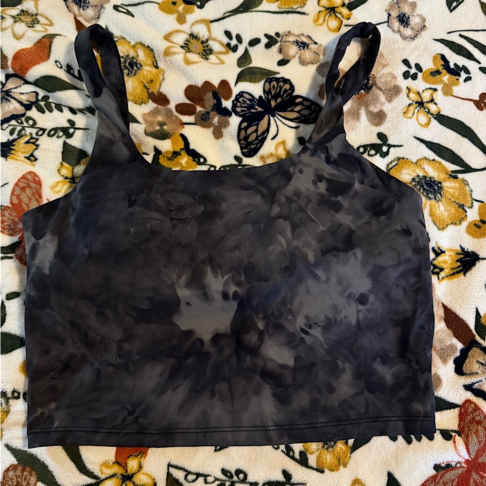 Black and white Tie-dye spandex fitness top